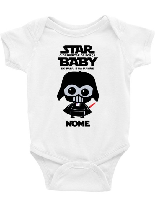 Roupa Body Bebê bebe infantil Star Baby Jedi - Nome Personalizado (Star Wars)